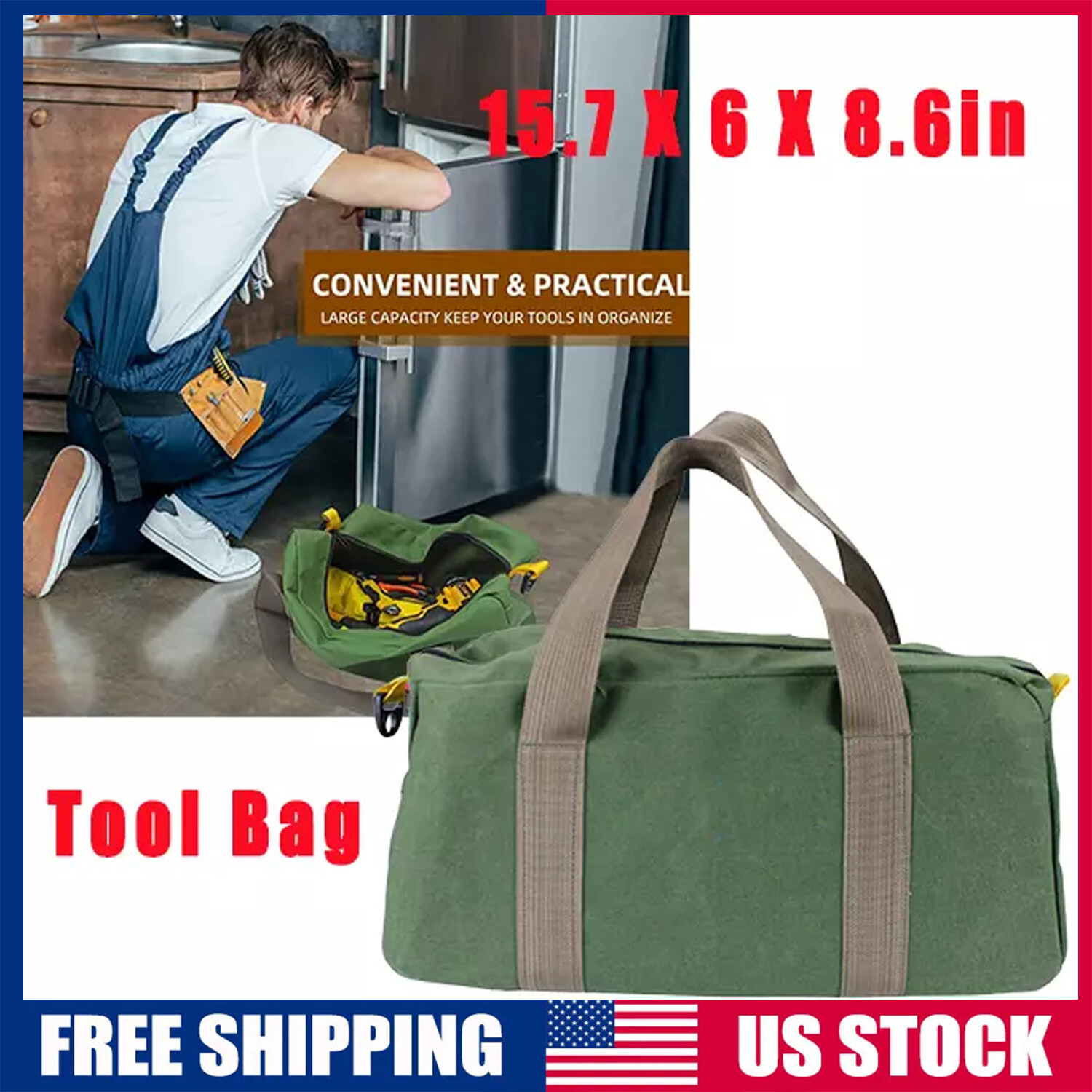Tool Bag Heavy Duty Carry Tote Storage Work Utility Mechanics Canvas Waterproof