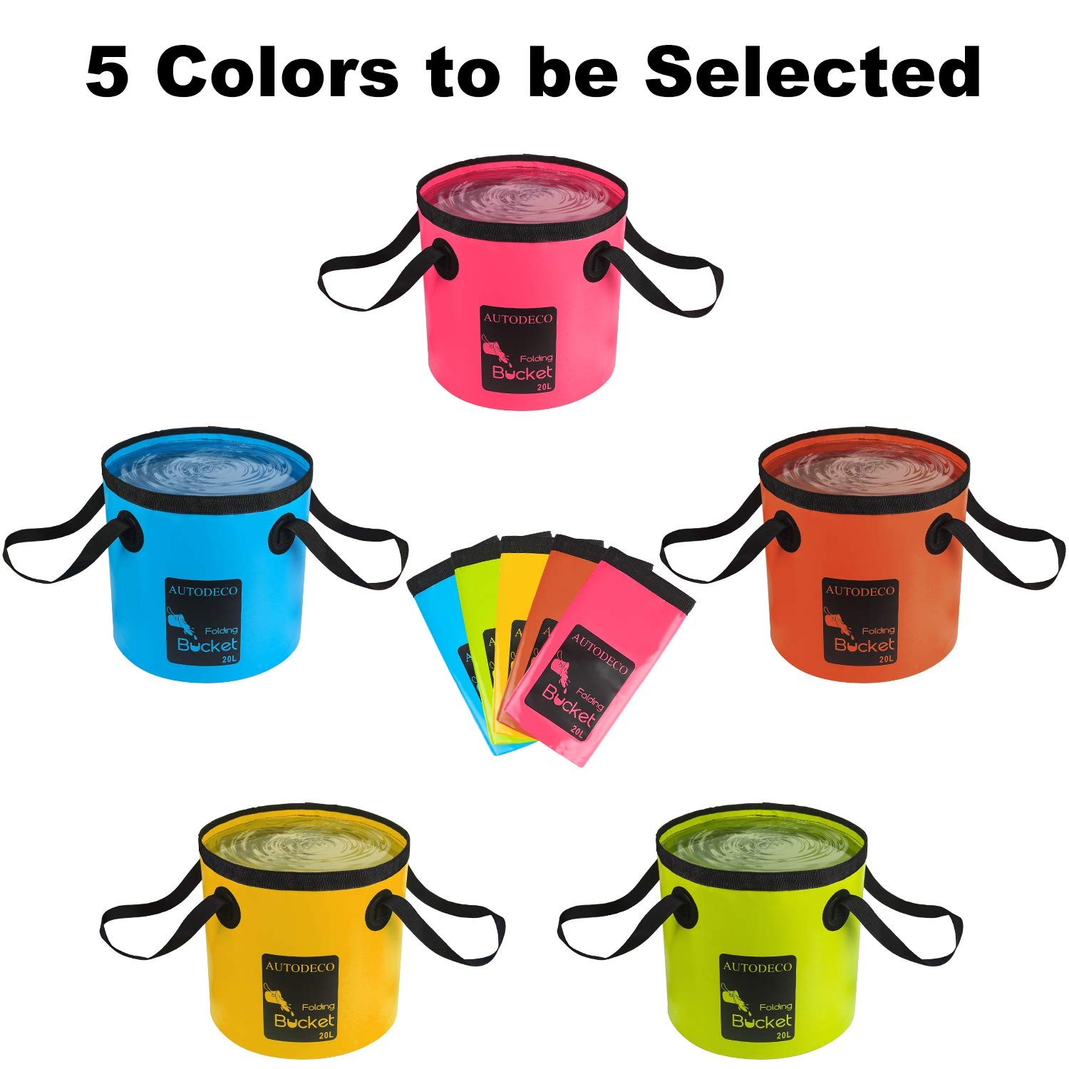 AUTODECO Collapsible Bucket 5 Gallon Container Folding Water Bucket Portable …