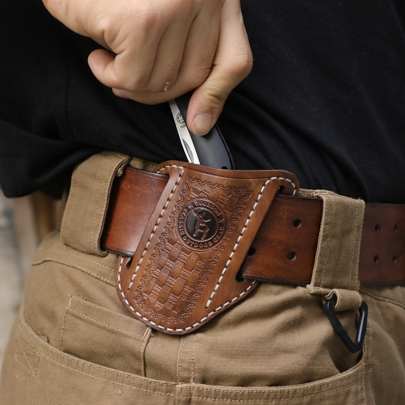 TOURBON Leather Tool Belt Sheath Folding Knife Pocket Carry Gift-Specialoffer