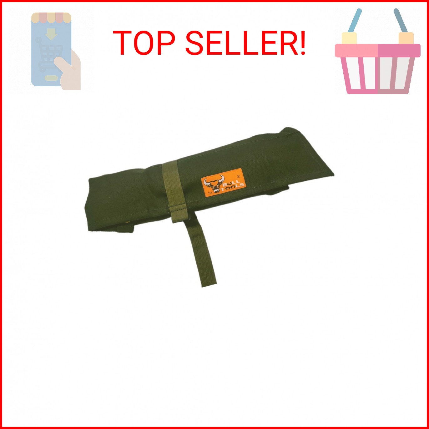 BULL TOOLS Roll Up Tool Bag Organizer 16 Pockets Metric & SAE Wrench Organizer H