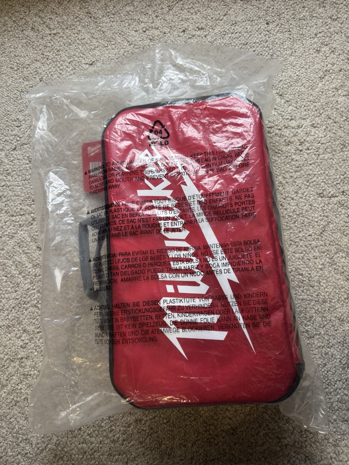 Milwaukee Red and Black Fabric Tool Bag with Zipper