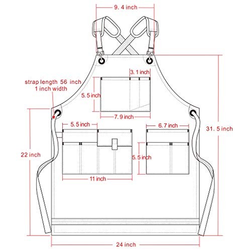 Water-Resistant Work Aprons Heavy Duty Adjustable:L to XXXL Yellowish Brown