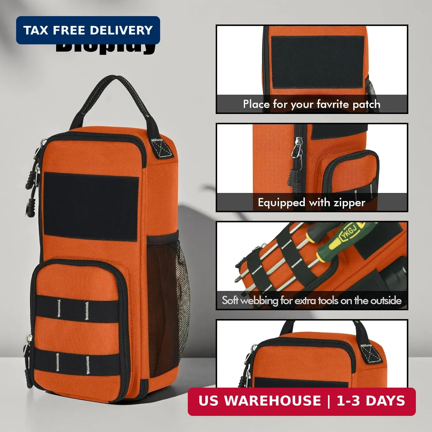 LAKE OF FIRE 12.6″ Small Tool Bag Pouch for Men with Multiple Pockets, Waterproo