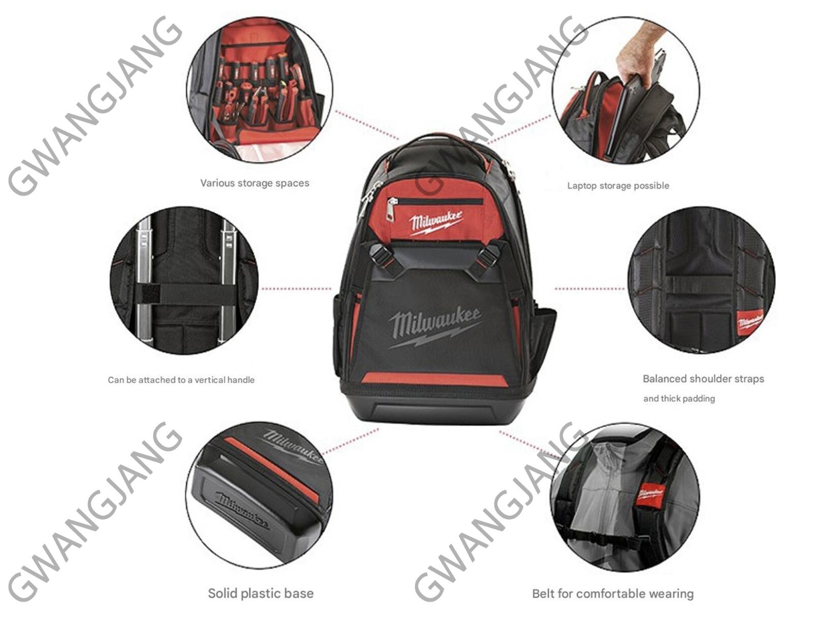 Milwaukee 48-22-8200 Durable Backpack 35 Pockets Tool Laptop Holds DIY Easy Hand