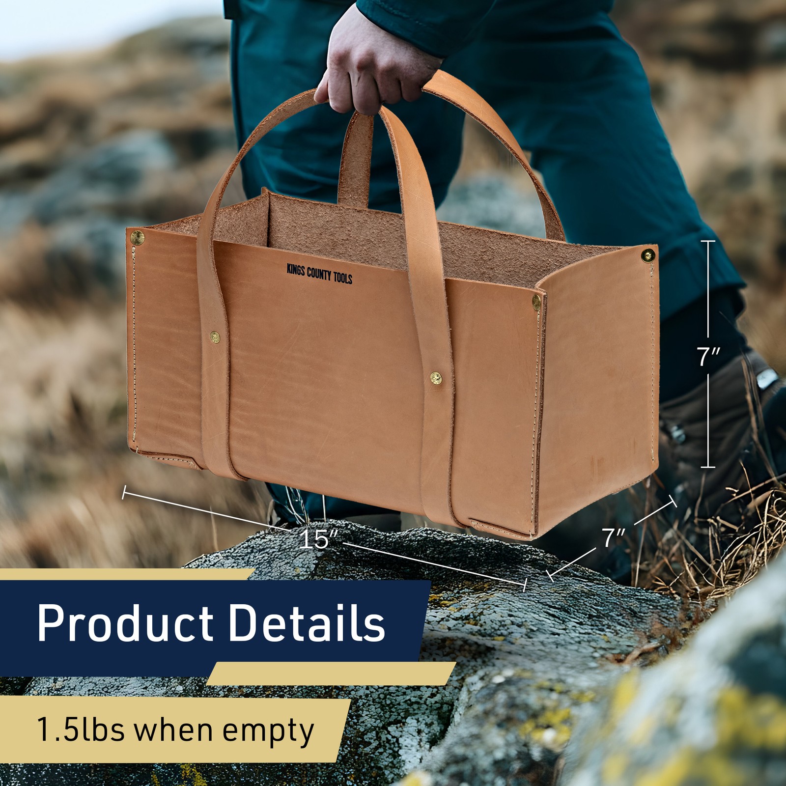 Buffalo Leather Tote Tool Bag Large Utility Tote Bag for Hand Tools, Gardening