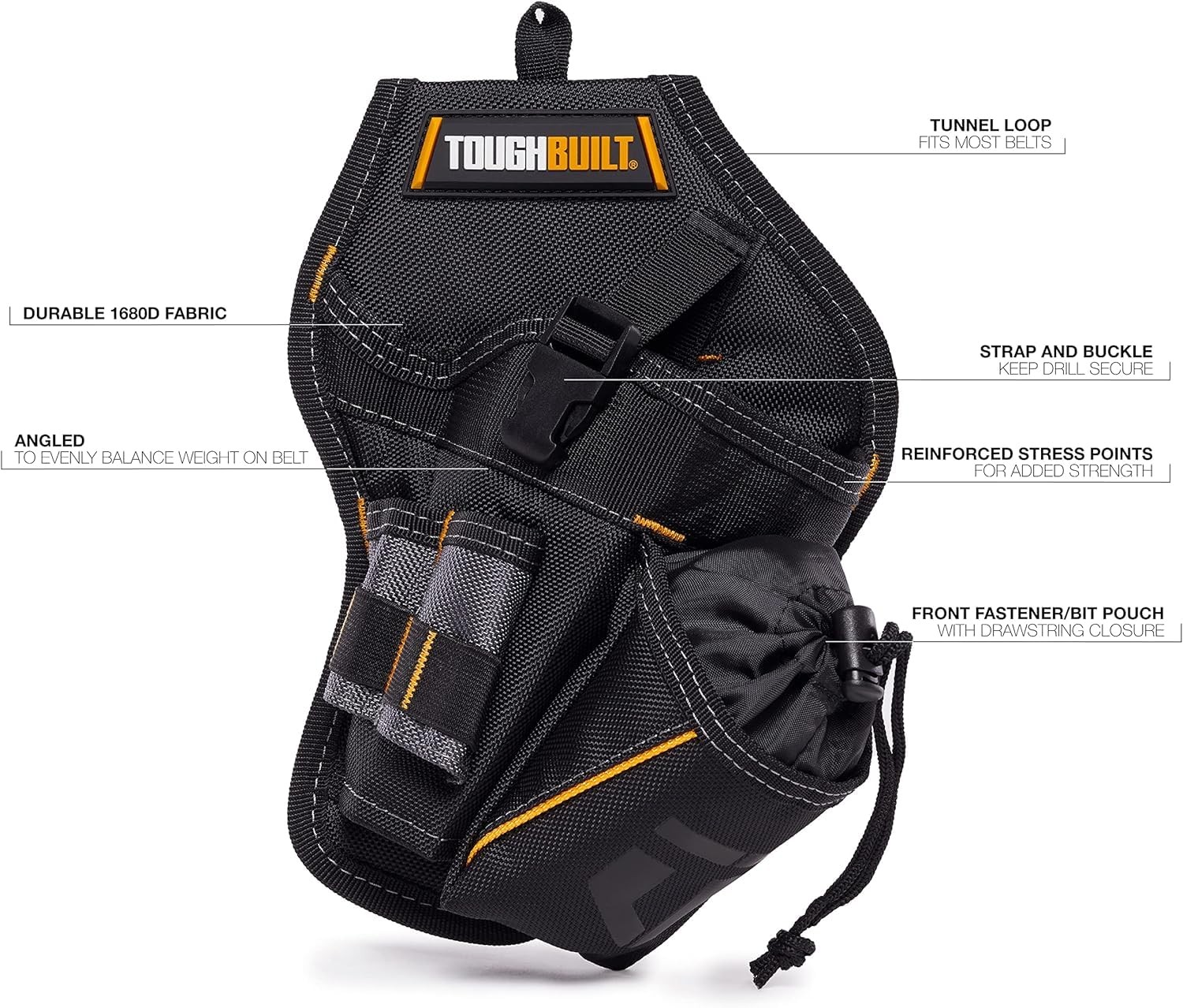 ToughBuilt–Drill Holster, Heavy-Duty Tool Holster with ClipTech Hub, Adjustable