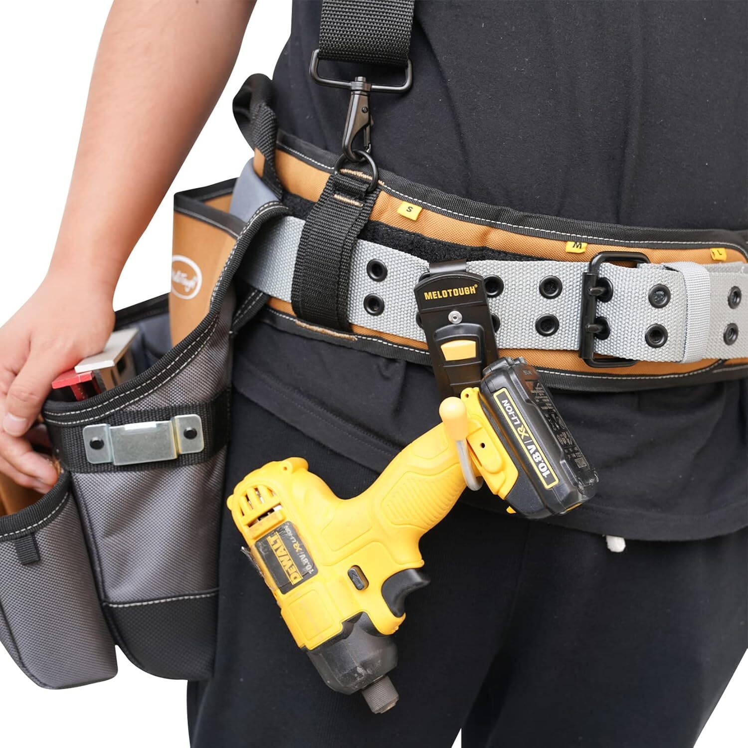 Tool Belt Hook Tool Holster Cordless Drill Holster with Metal Clip (Yellow 5pcs)