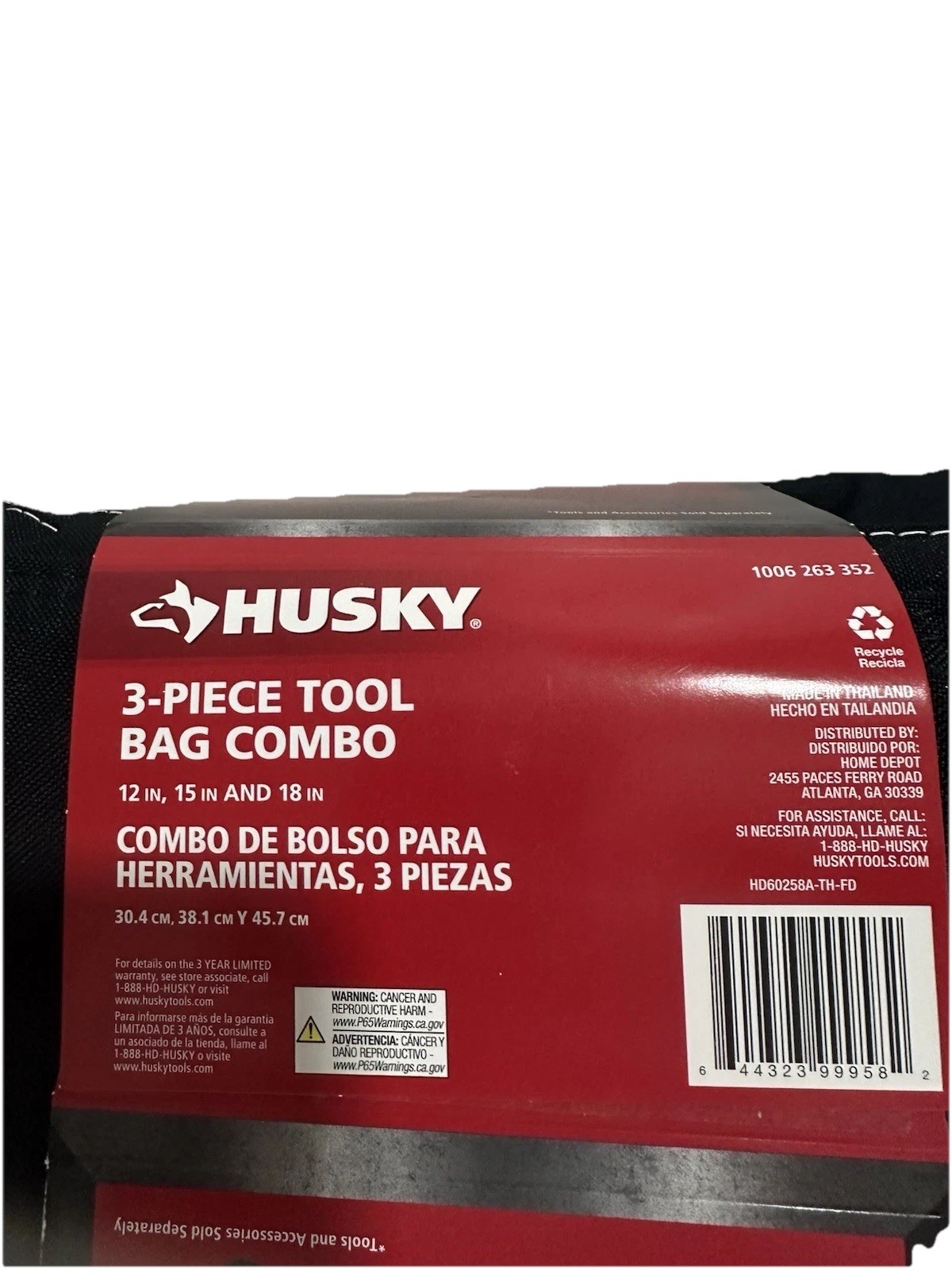 Husky 3-Piece Tool Bag Combo with Multiple Pockets and Durable Fabric Brand New