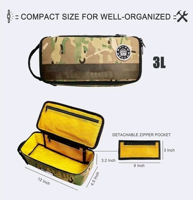 Rough Enough 12” Small Tool Bag Heavy-Duty Zippered Organizer Camo New