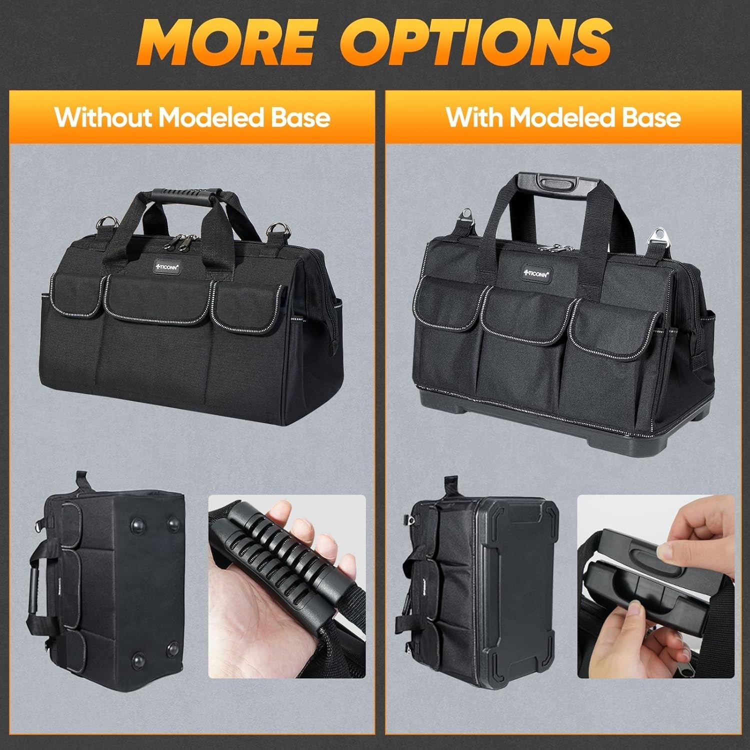 Durable 16″ Tool Storage Tote – Ergonomic Design with Reflective Safety Strips