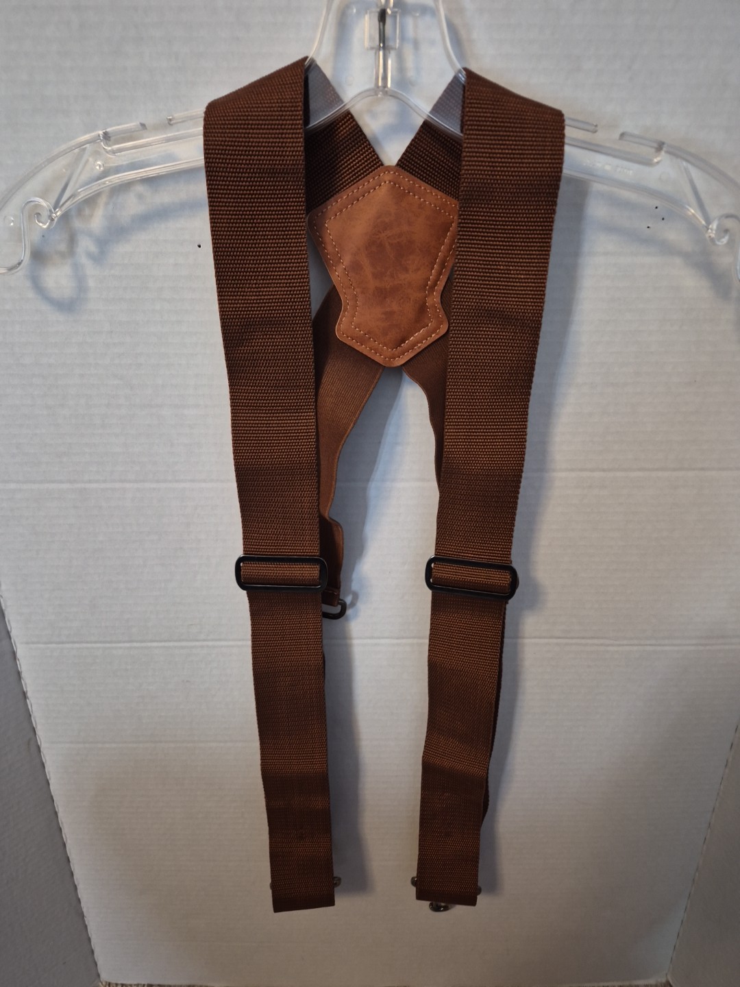 WELKINLAND Brown 2 inch wide suspenders, Heavy duty work suspenders for men