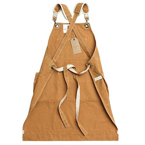 Water-Resistant Work Aprons Heavy Duty Adjustable:L to XXXL Yellowish Brown
