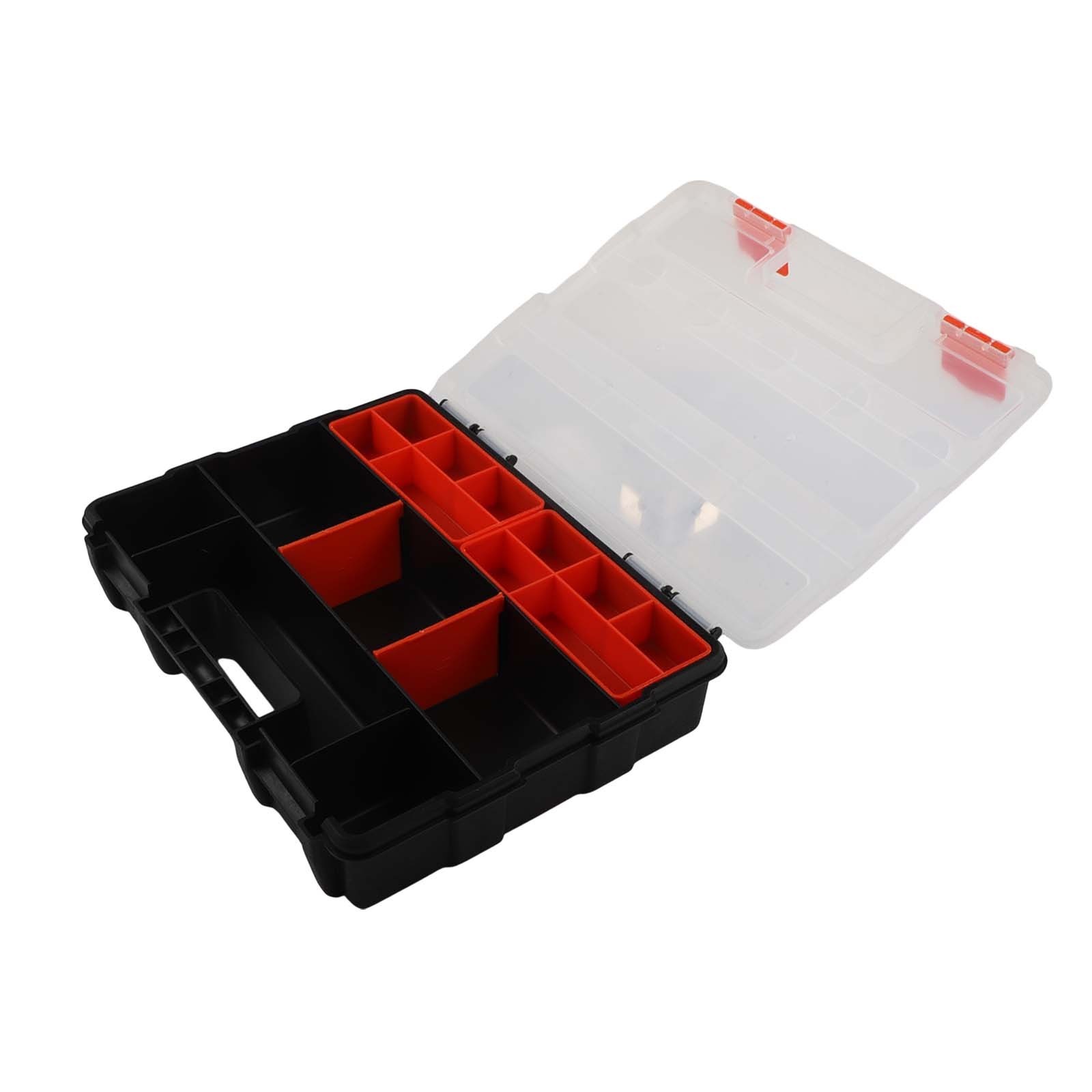 Sturdy Plastic Toolbox with Adjustable Compartments for Hardware and Parts
