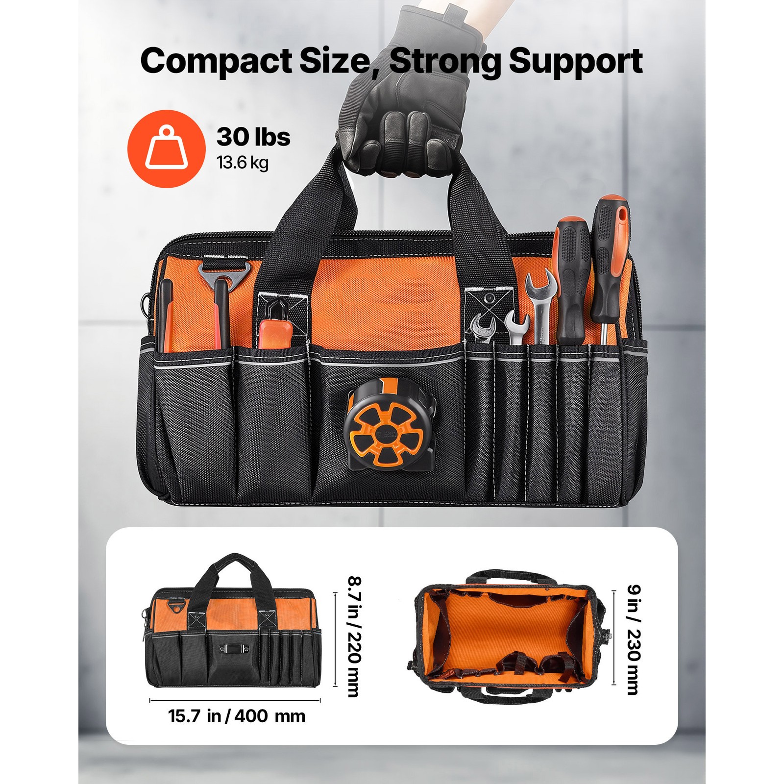 Uimoso 15.7-Inch Tool Bag with 33 Pockets for Portable Tool Storage