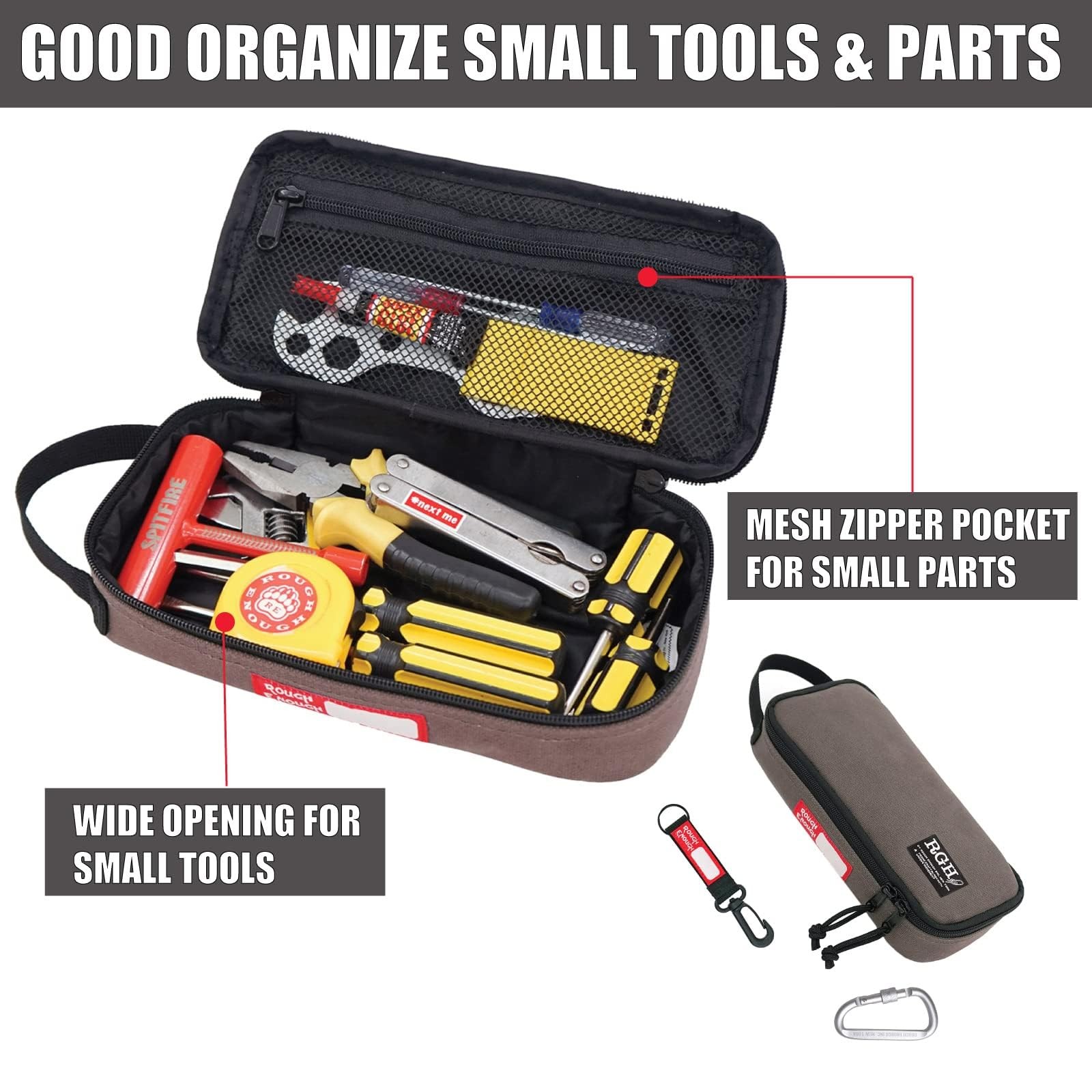Rough Enough Small Tool Bag Pouch Canvas Portable Box Organizer Case with Zip…