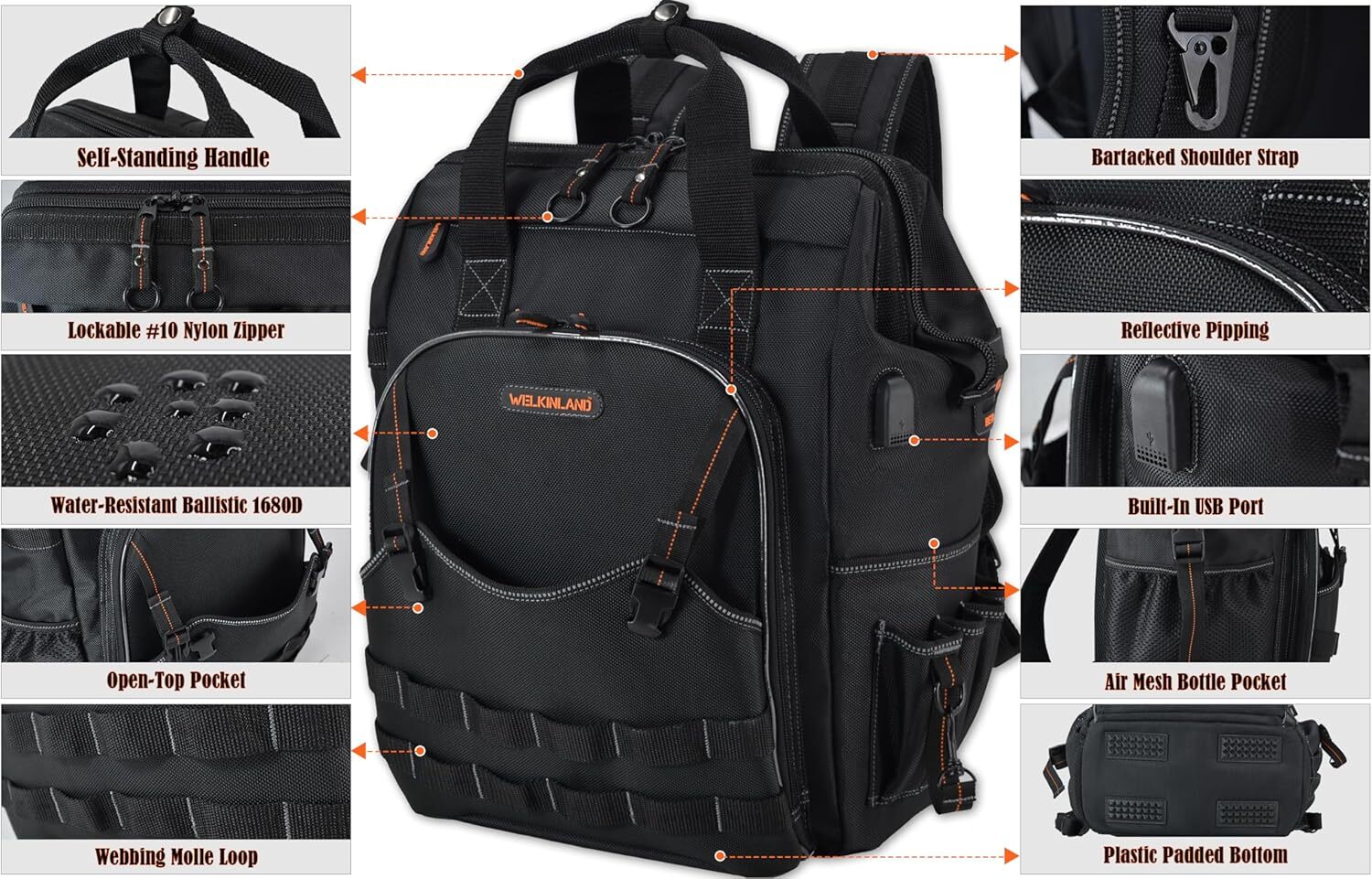 WELKINLAND 55 BAG TOOLS BACKPACK, TOOLS BAGS BACKPACK