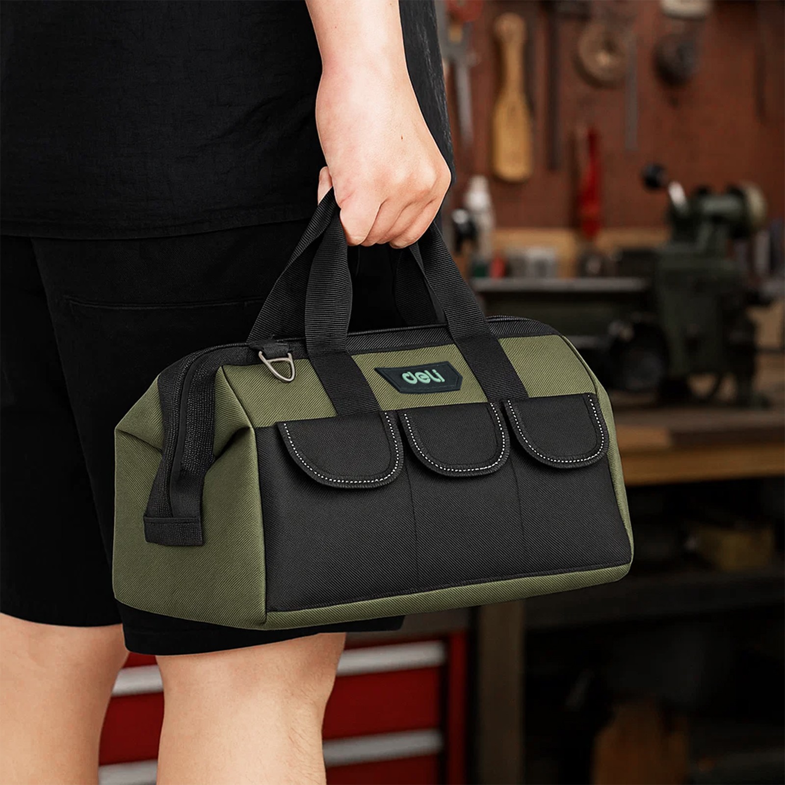 Steelite 13in Heavy Duty Contractor Tool Bag with Double-Sided Pockets & Strap