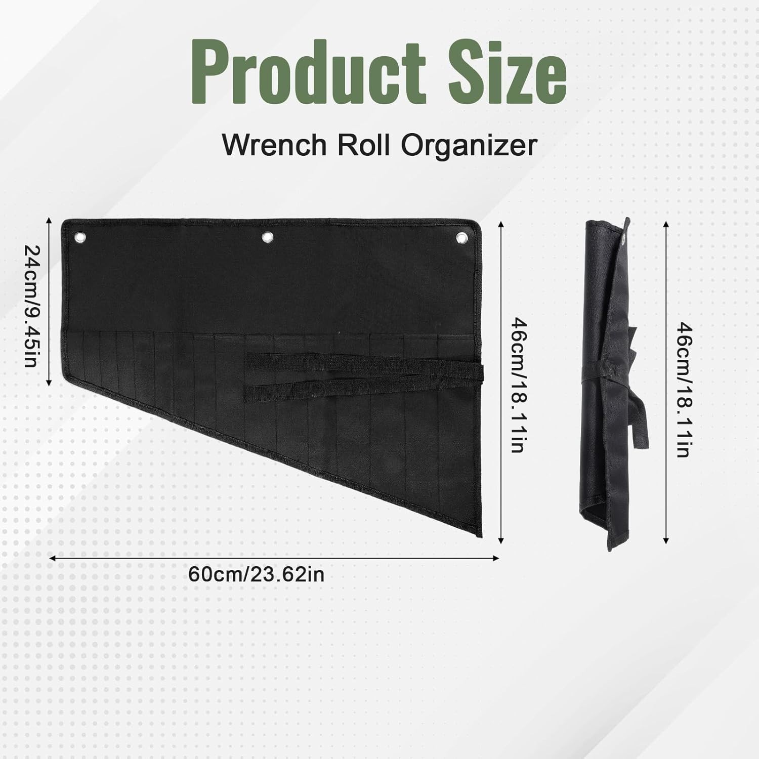 Wrench Organizer,Tool Roll Pouch – 16-Pocket Waterproof Oxford Cloth Wrench Roll