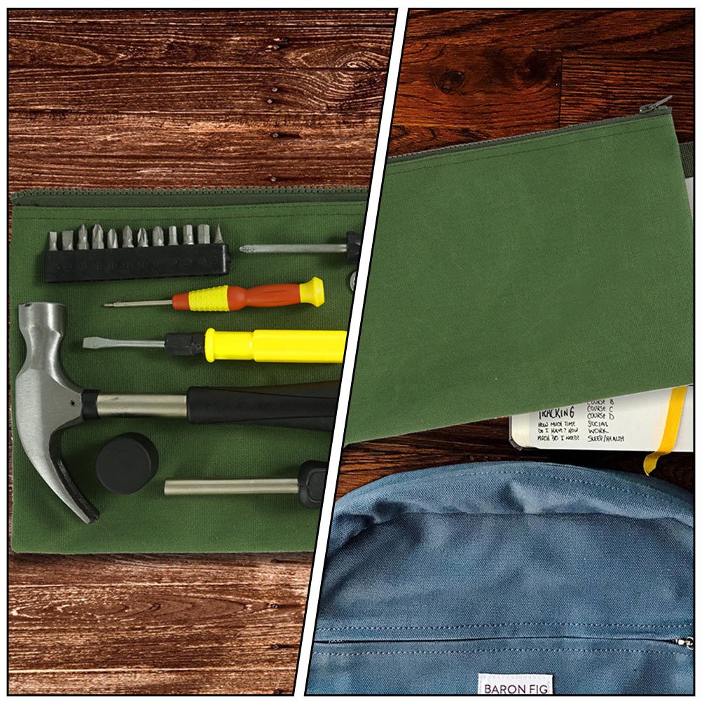 4Pcs Durable Green Canvas Tool Bag Multi Function Wrench Organizer Pouch