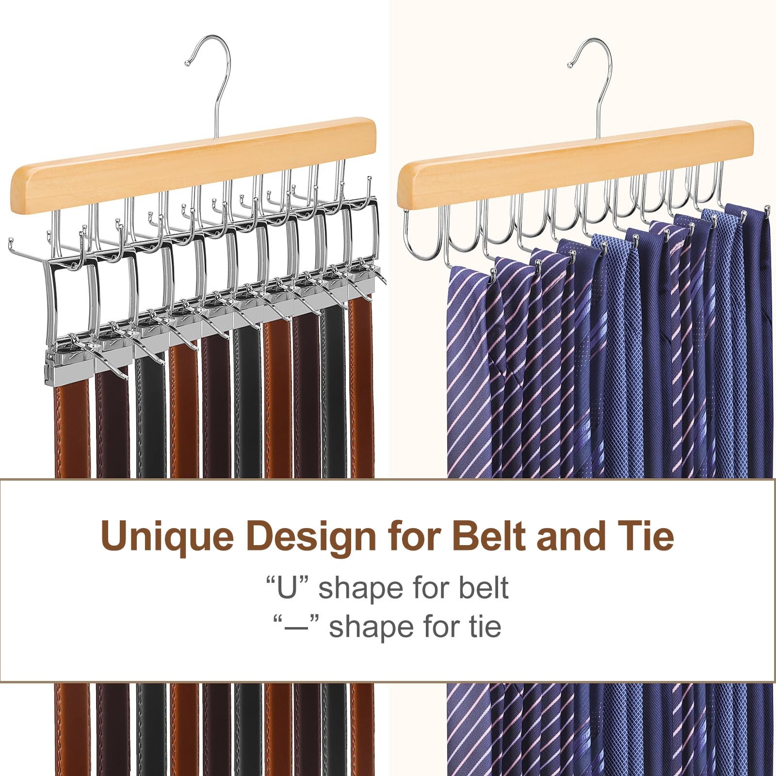TOPIA HANGER 2 in 1 Belt Tie 5.9 inches (W) x 14.56 (H), Natural