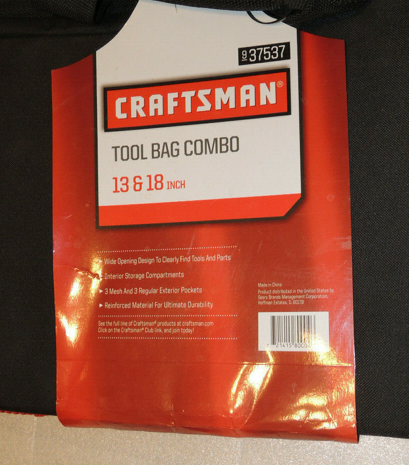New Craftsman 2 Tool Bag Combo 13 Inch and 18 inch # 937537