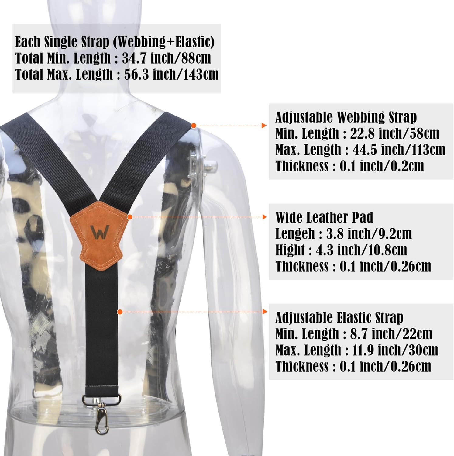 WELKINLAND 2Inch Y-Back Mens Suspenders, Heavy-Duty Suspenders Y Back, Wide…