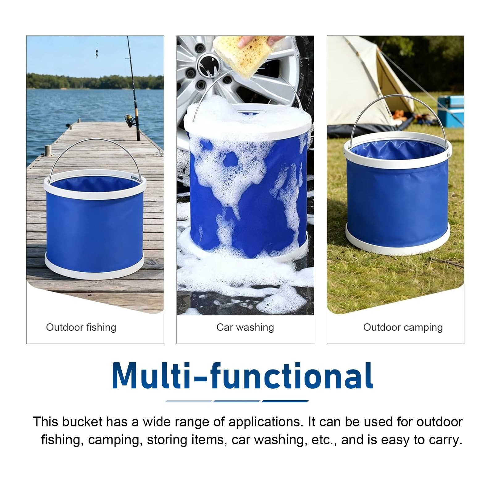Car Collapsible Water Bucket, 11L (2.9 Gallons) Vehicle Portable Water Contai…
