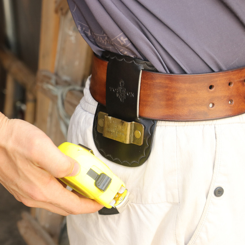 Leather Tape Measure Hanger Tool Holster Belt Clip Builder Tools Pouch-TOURBON