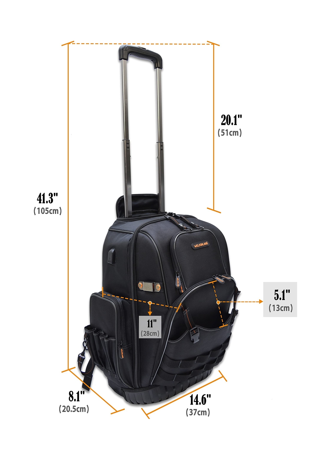 72Pockets Rolling Tool backpack, Large tool bag with wheels, Rolling Electric…