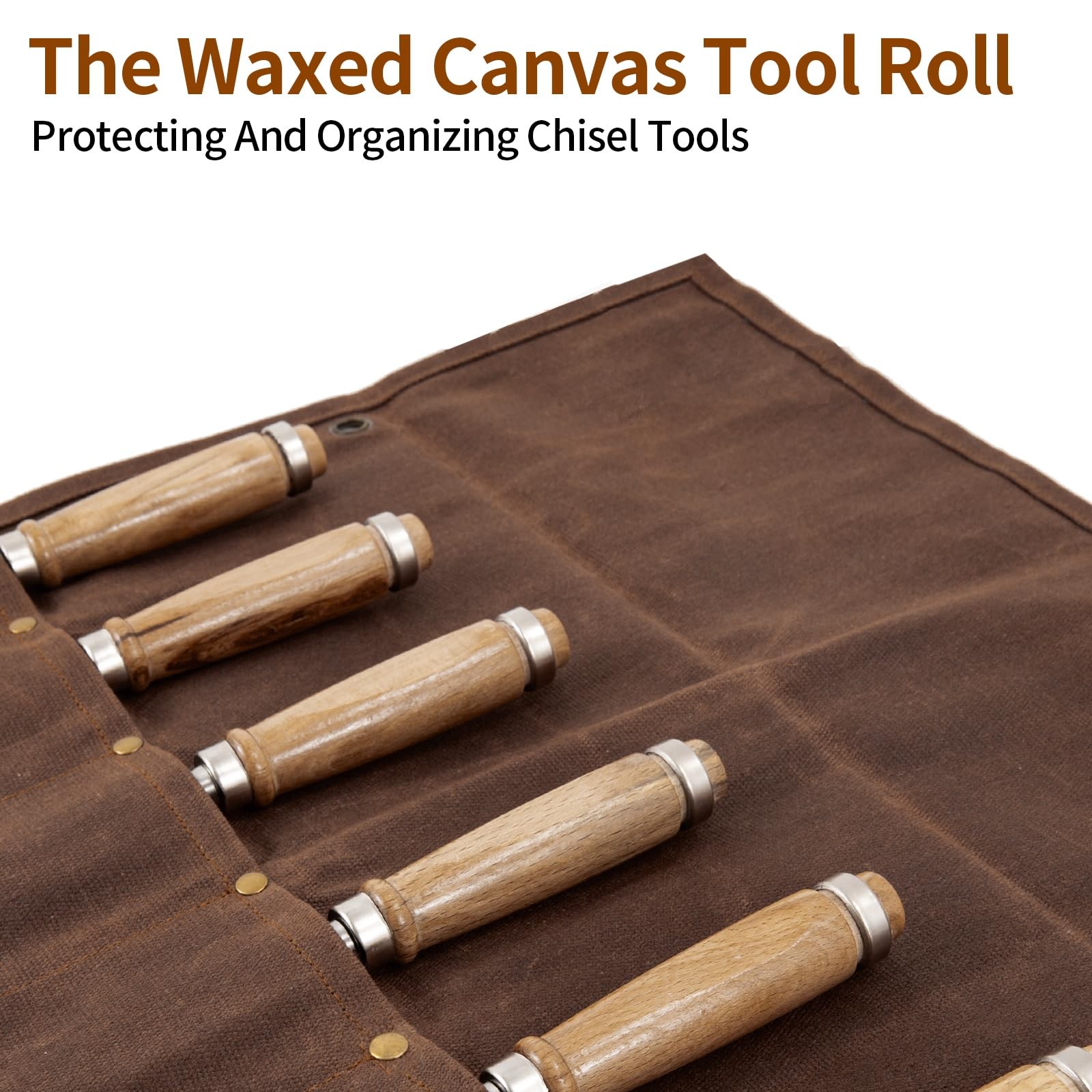 Chisel Roll,6 Pockets Roll Up Tool Pouch,Waxed Canvas Small Tool Roll Organiz…