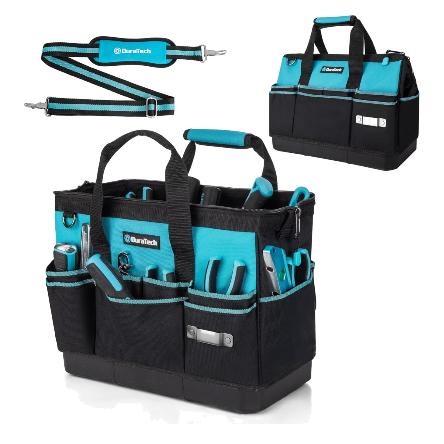 16-Inch Waterproof Tool Bag with Hard Bottom & 18 Pockets – Heavy Duty Organizer