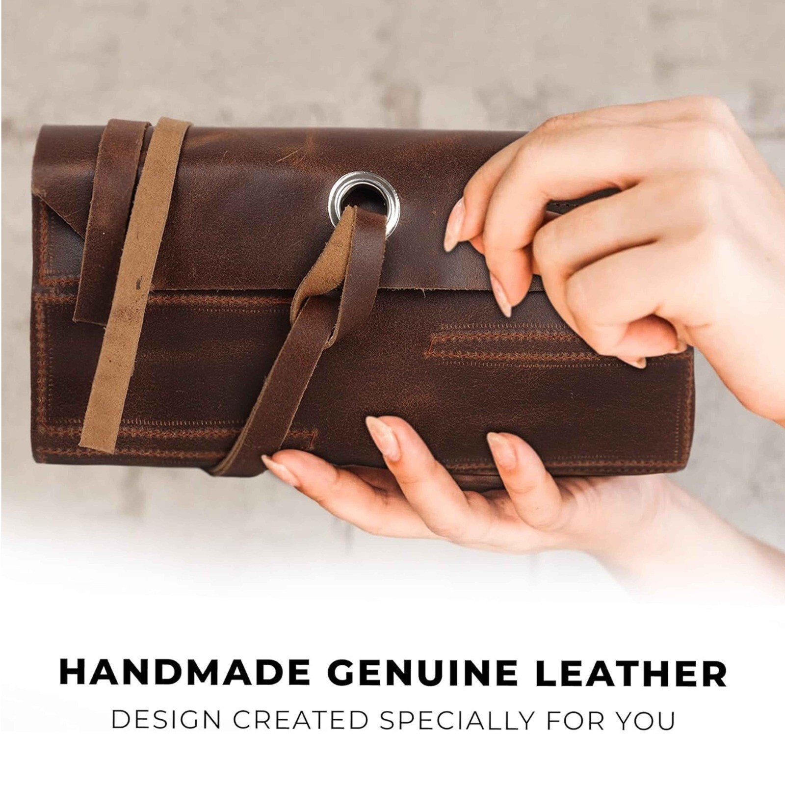 Leather Tool Roll Pouch – Wrench & Chisel Organizer Bag for Craftsmen Tools