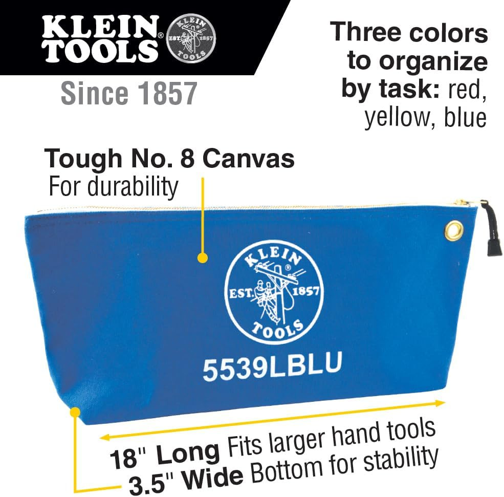 5539LCPAK Zipper Bags, Large 16-Inch Canvas Tool Pouches for Tool Storage with B