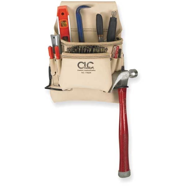Clc Work Gear 178234 Tool Pouch, Tool Pouch, Tan, Leather, 8 Pockets