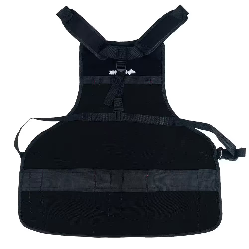 Husky Canvas Bib Tool Work Apron 23 in Quick Release Belt 16-Pocket Black
