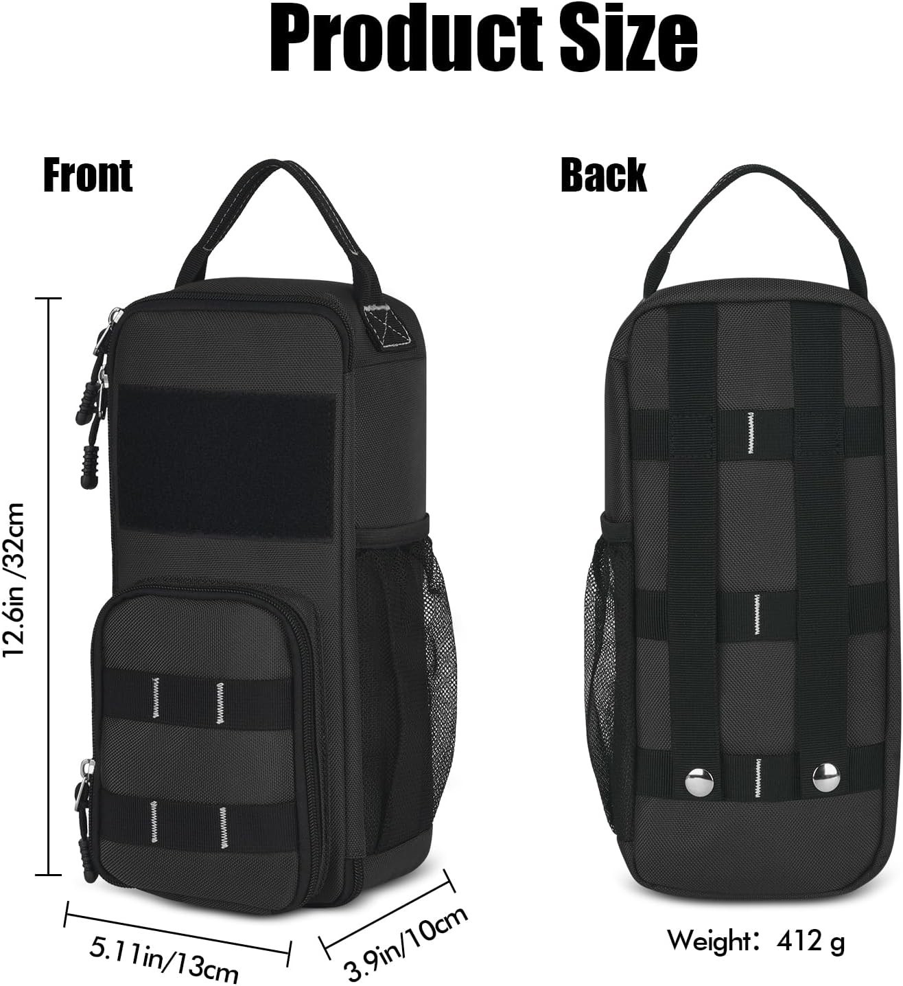 Multifunctional Tool Bag 12.6 Inch Black Waterproof for Tools and Accessories