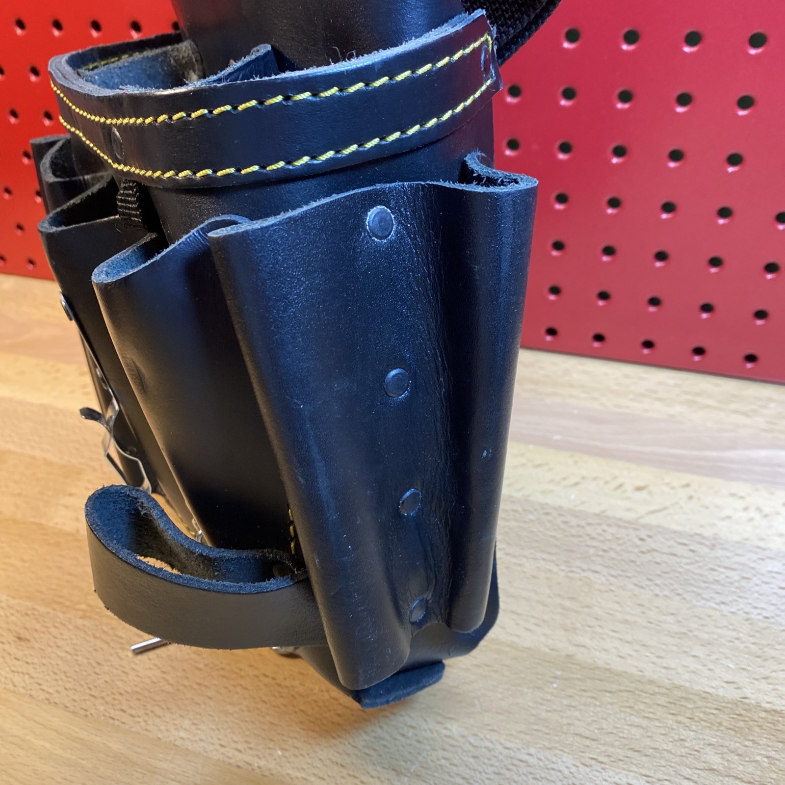 DEWALT Leather Tool Belt 10 Pouch Organizer Tool Holder Black Bag EUC FREE SHIP