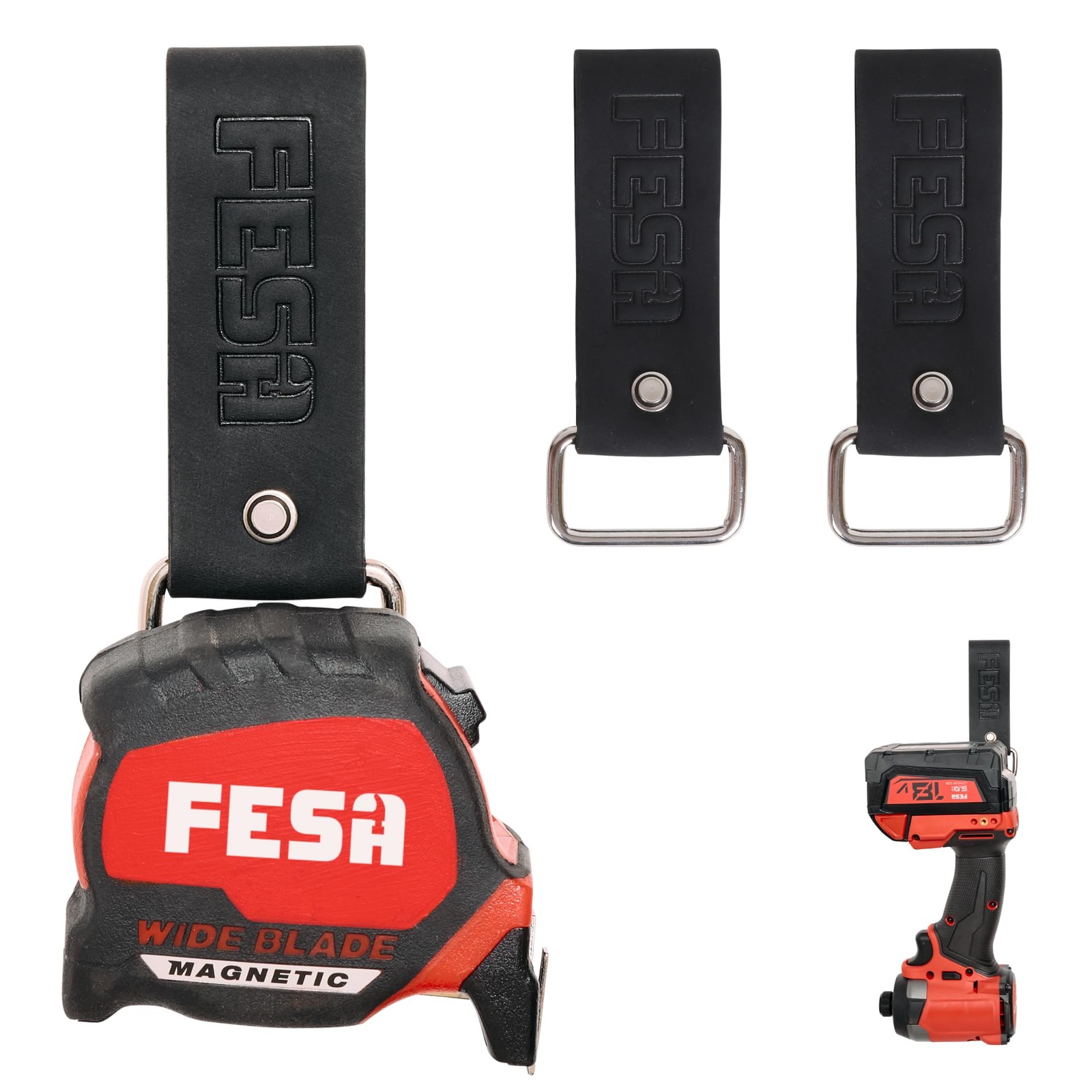 FESA Leather Tape Measure Holder – Set of 2 – Leather Measuring Tape or Drill…