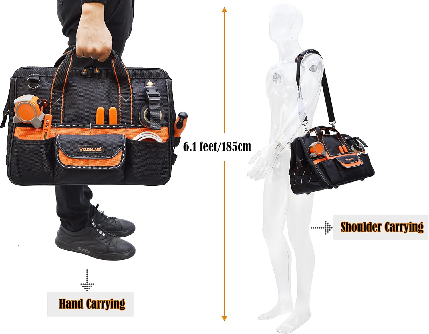 16″ Tool Bag Set with 4 Zipper Pouches for Ultimate Organization & Storage