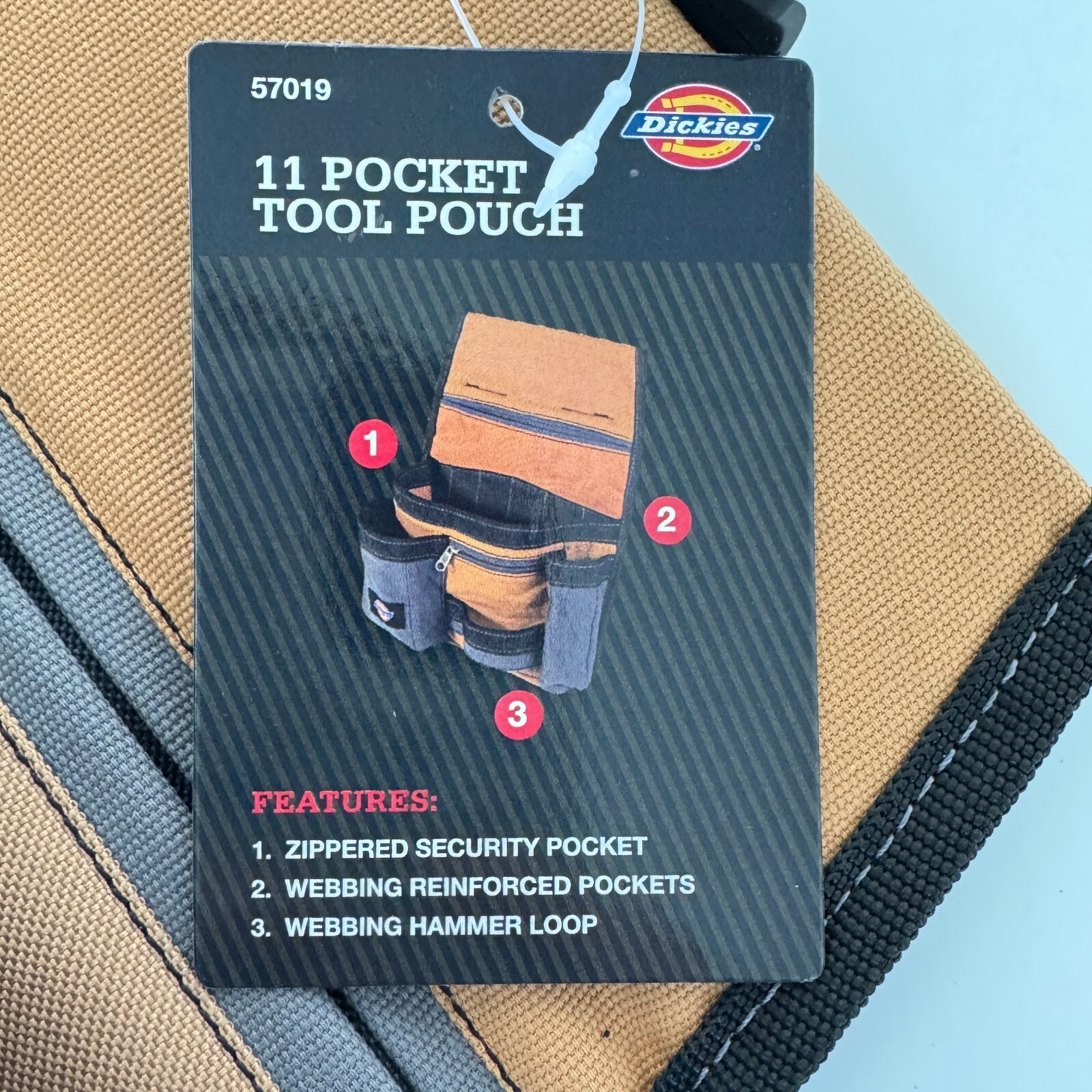 Tool Belt Pouch 11 Pocket Webbing Reinforced Gray Tan Dickies 57019