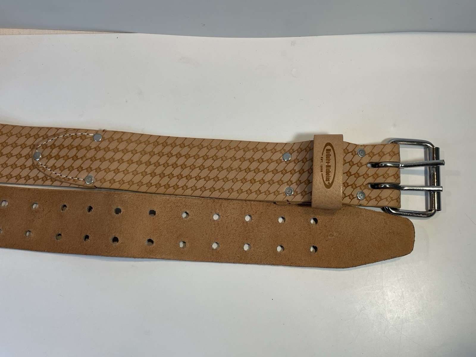 McGuire-Nicholas Tool Belt 2″ Leather Pro Work Belt in Saddle Raw Cow Hide 28-46