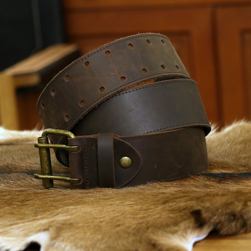 Leather Tools Holster Carry Work Belt 2″ Double Roller Buckle Rig Belt-Xmas Gift
