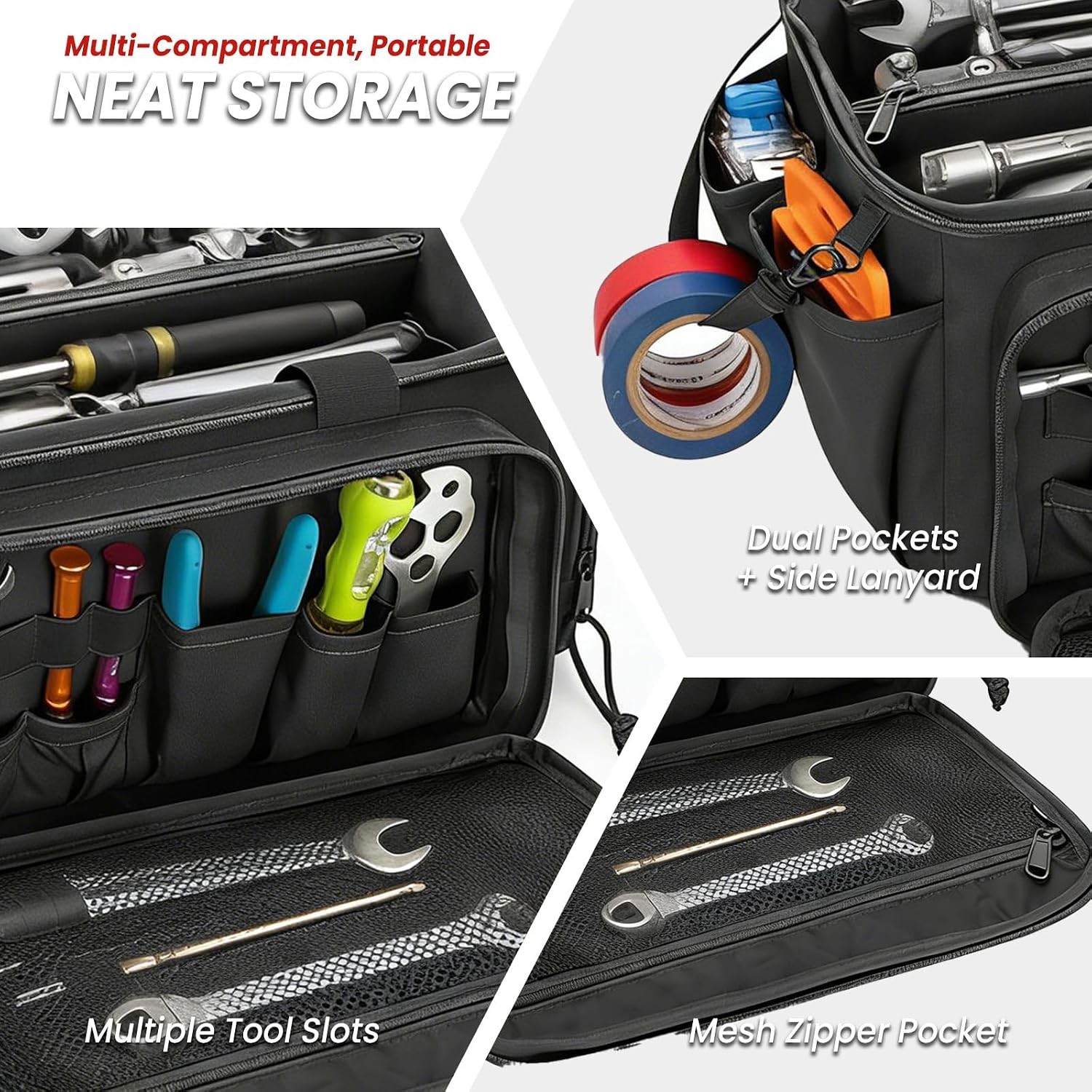 14-Inch Canvas Tool Bag Reinforced Bottom Multi-Purpose Hand Tool Organizer Tote
