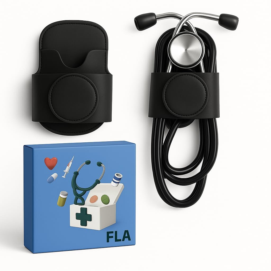 FLA Handmade in USA Stethoscope Holder Pro with Clip, PU Leather, Perfect for…
