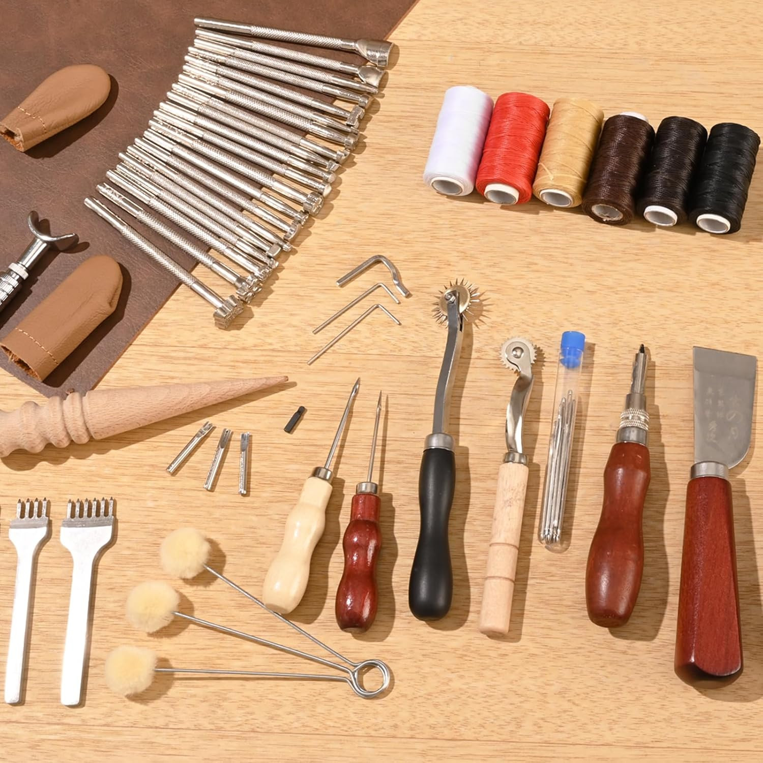 Leather Working Tools Kit, 72 PCS with Portable Leather Storage Bag, Engraving P
