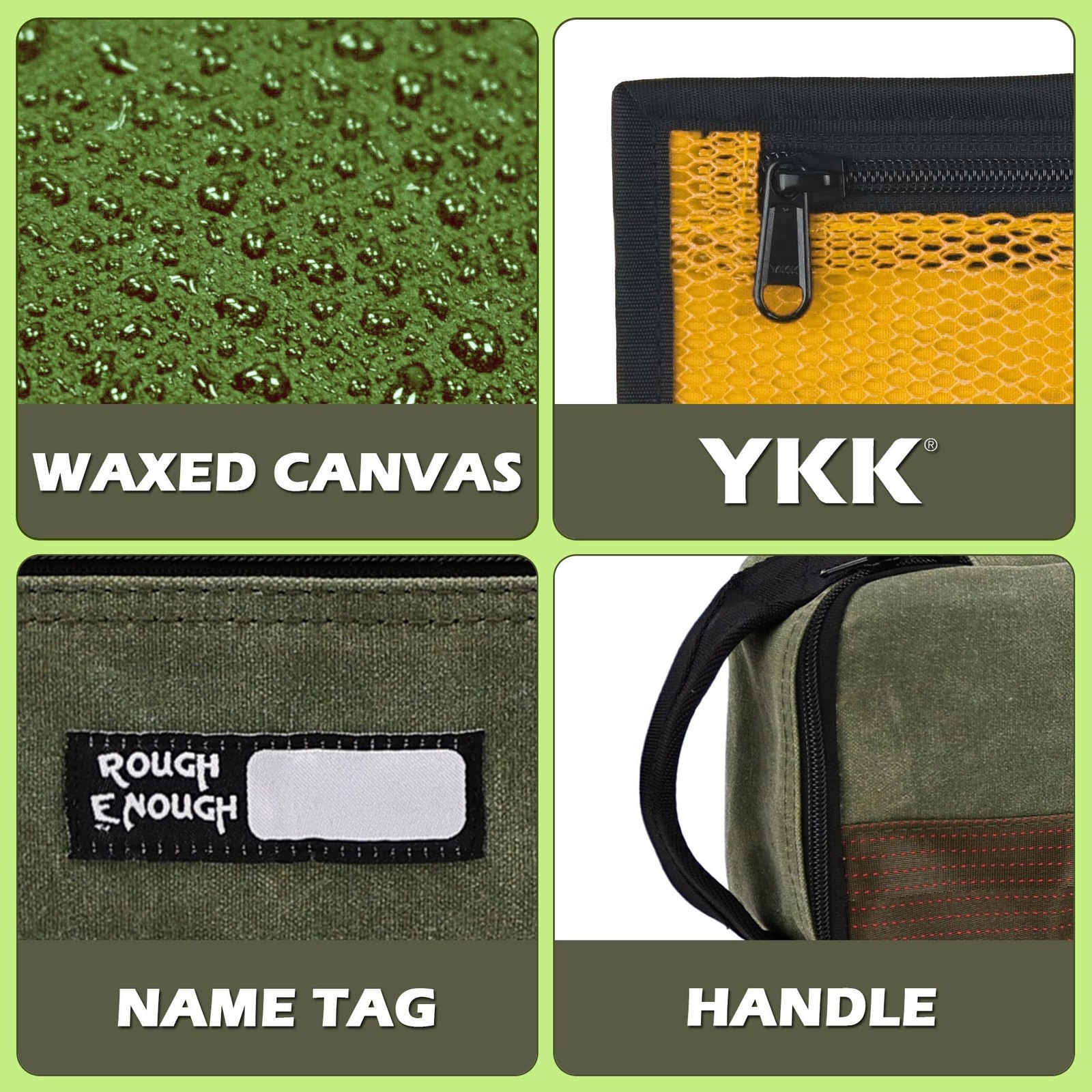 Rough Enough Small Tool Bag Case Portable Box EDC 12 x 4.3 x 4 inches, Green