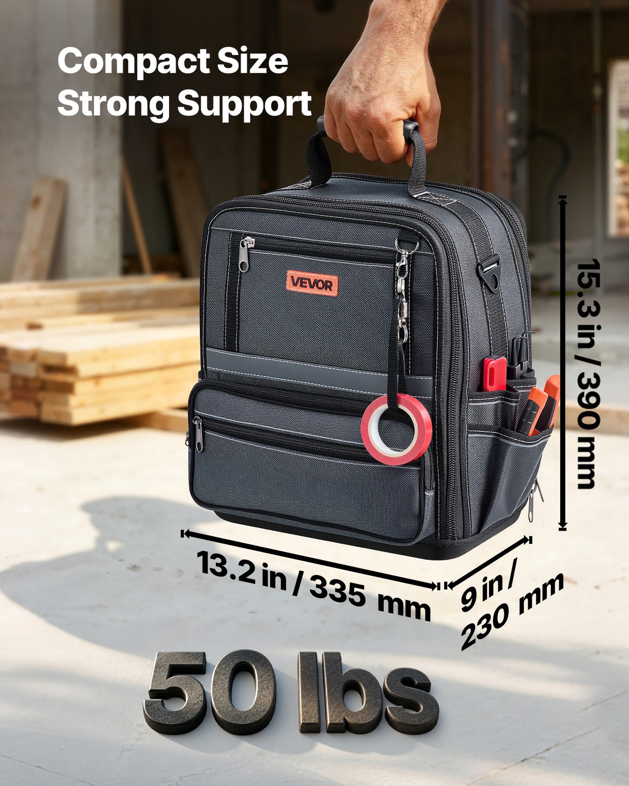 VEVOR Tool Bag 13.2 Inch 34-Pocket Portable Large Tool Box Organizer with Base