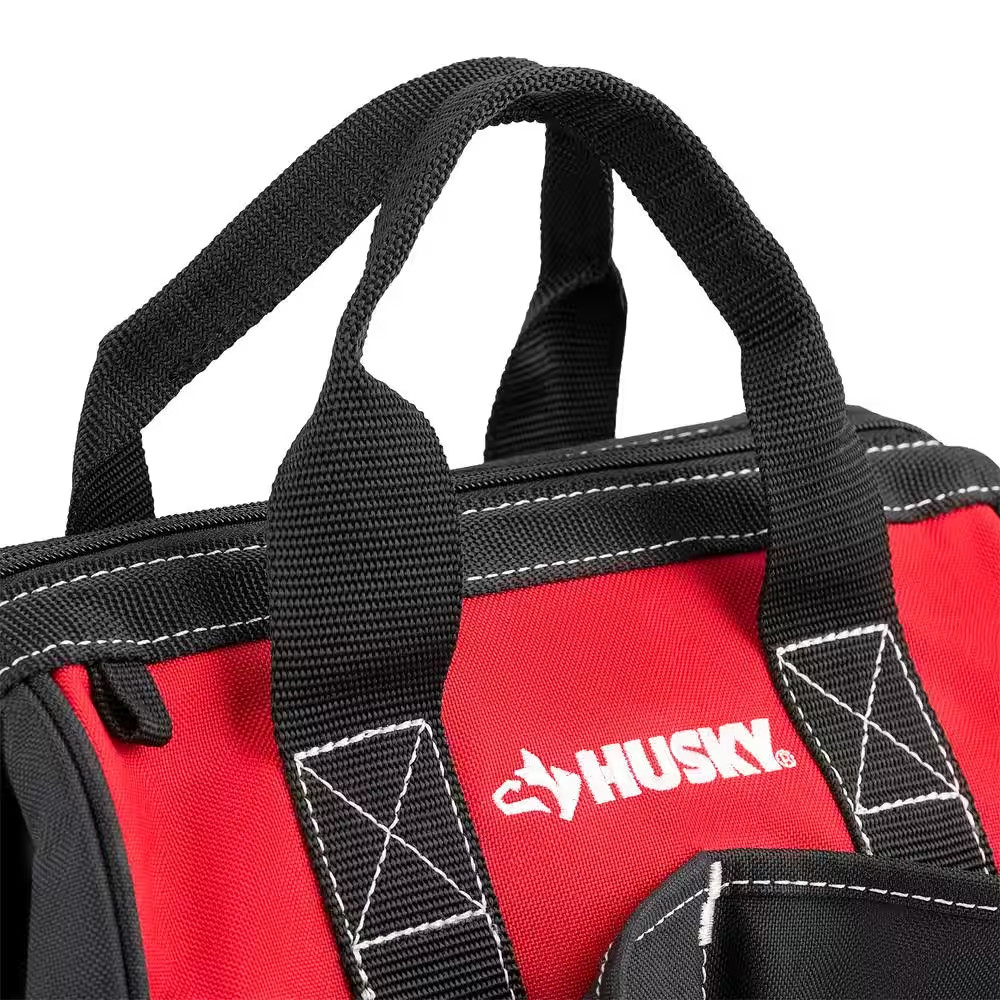 Tool Bag Wide Mouth with Shoulder Strap 4 Pocket – 12 in. W x 9 in. L x 7 in. H