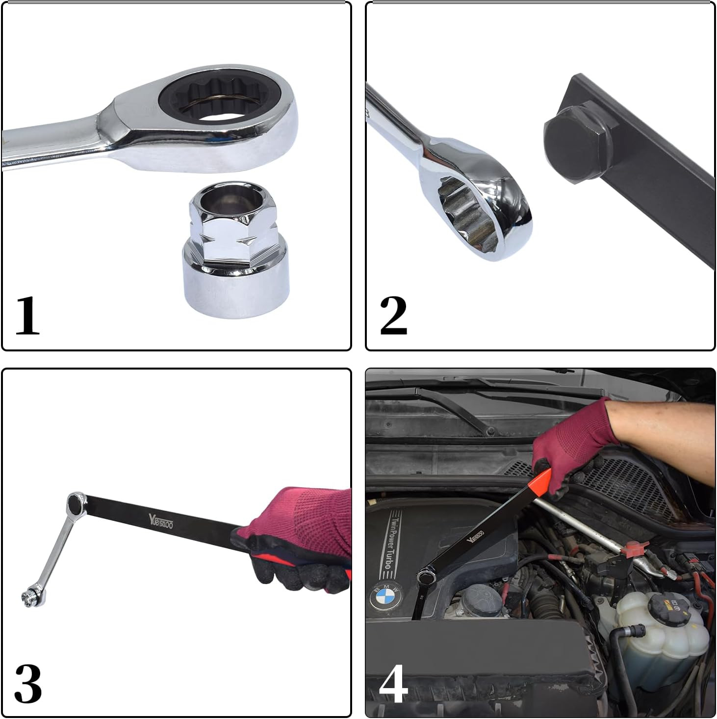 15Pcs Universal Ratcheting Serpentine Belt Tool Set, Serpentine Belt Removal Ins