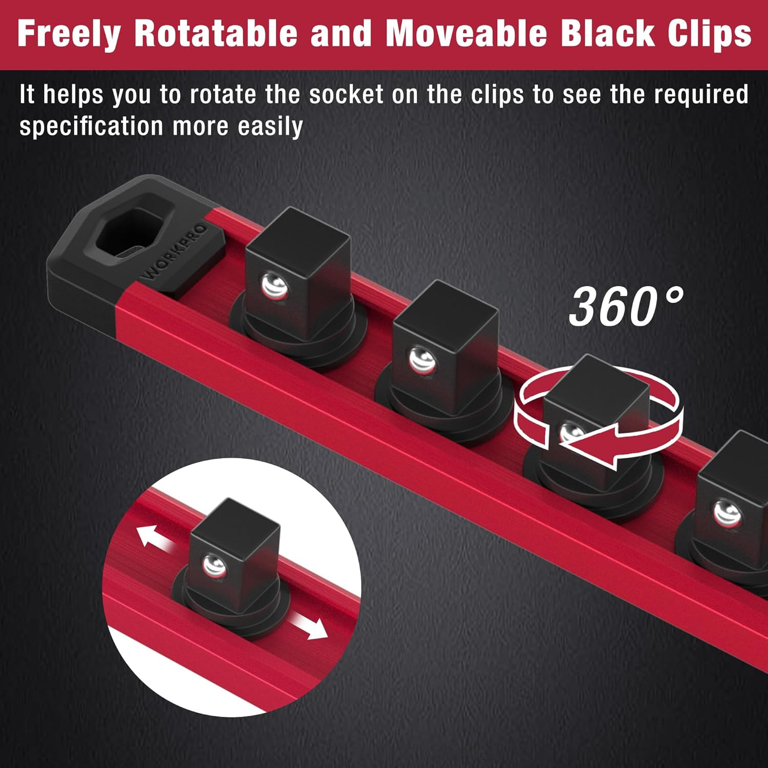 WORKPRO Magnetic 3 Pieces-1/4", 3/8", & 1/2" DR, Red